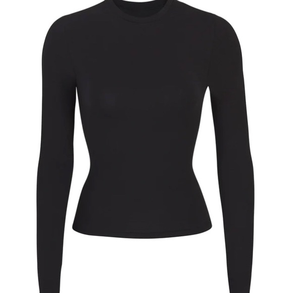 NWT SKIMS Cotton Jersey Long Sleeved T-Shirt - Soot - Picture 2 of 3